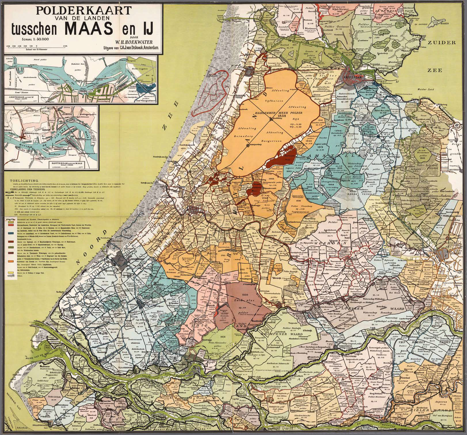 Polderkaart van de landen tusschen Maas en IJ door W.H. Hoekwater uit 1901